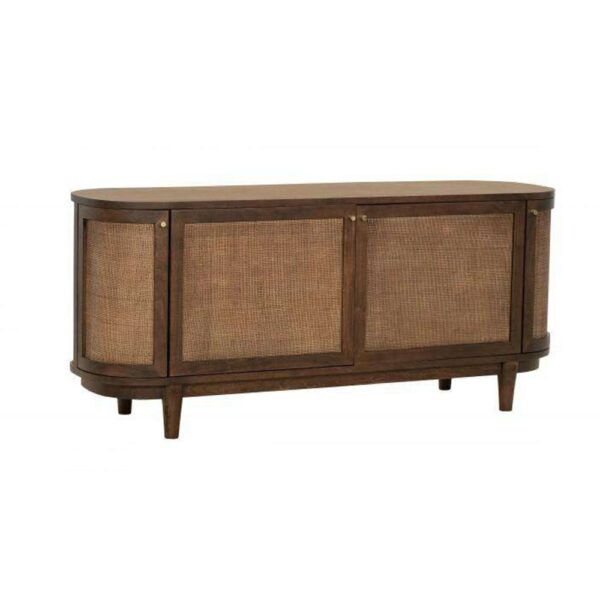John Oval Sideboard with combination rattan natural for hotel, restaurant, villa, apartment, commercial project.